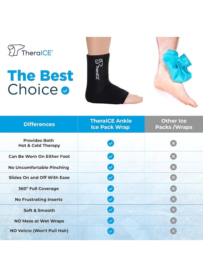 TheraICE Ankle Ice Pack Wrap for Swelling, Reusable Ankle Ice Pack for Sprained Ankle Injuries, Cold Therapy Sock Compression, Plantar Fasciitis Relief, Achilles Tendonitis, Sore Feet, Foot & Heel - Image 3